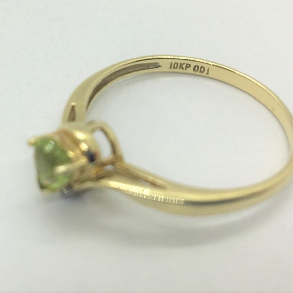 10k Gold Heart Tourmaline & Diamond Ring Size 7 - Picture 6 of 7